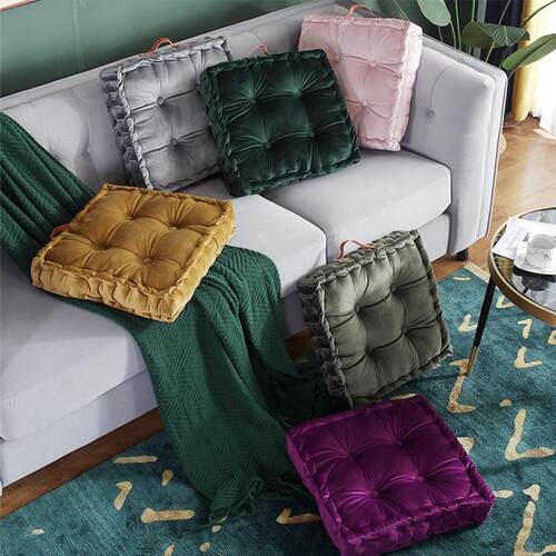 飘窗坐垫舒服客厅垫子加厚地上久坐耐脏纯色荷兰绒可手提方形座垫