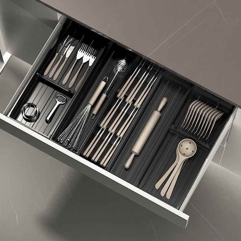 厨房抽屉收纳分隔内置橱柜内碗碟收纳架碗筷盘子收纳盒餐具放碗架