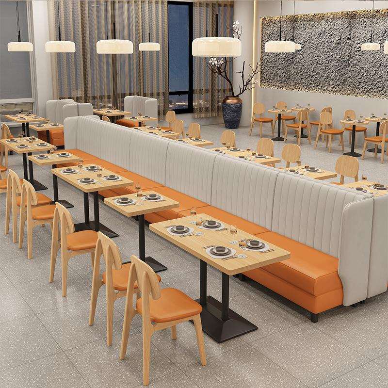 主题西餐咖啡厅桌椅组合网红小吃汉堡奶茶店实木创意卡座沙发餐厅