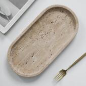 中古风天然黄洞石装 托盘高级感玄关桌面家居摆饰饰品收纳置 饰托