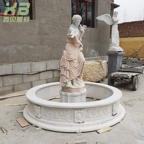 工厂现货西方女性人物景观大理石喷泉销售花园欧式石雕喷泉