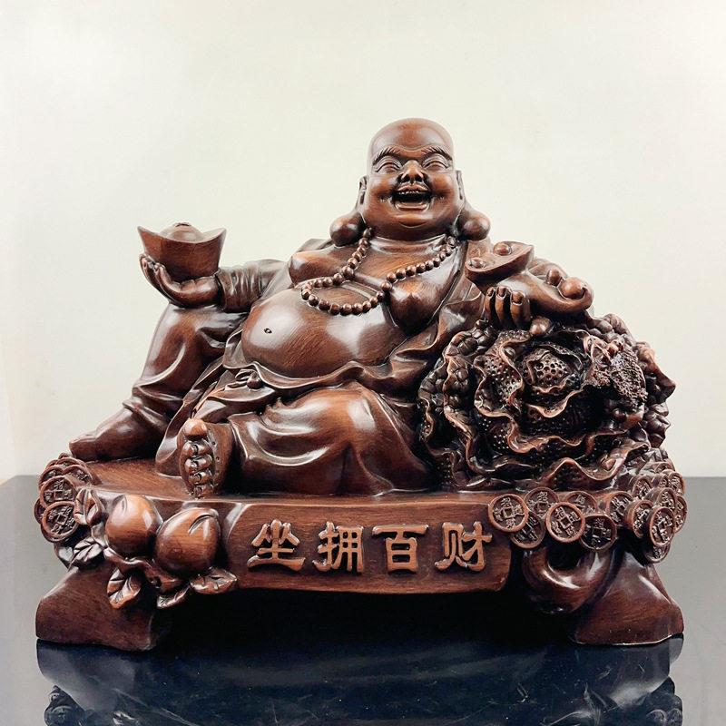 新款上市 树脂坐拥百财弥勒佛笑佛佛像摆件创意客厅家居开业招财