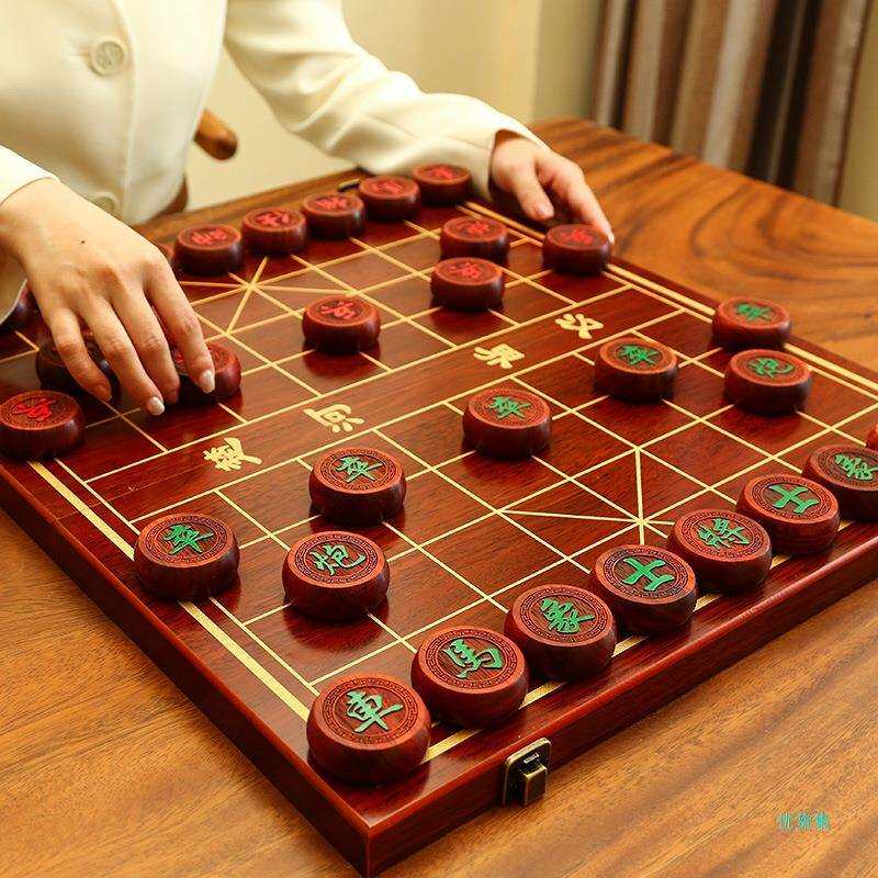 象棋中国象棋儿童实木带木质棋盘学生成人大号便携式套装榉木棋子