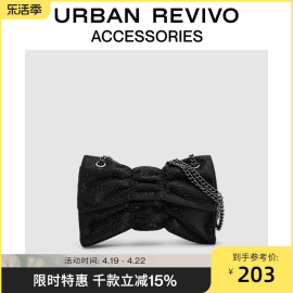 URBAN REVIVO2024春季女士镶钻蝴蝶结单肩斜挎包UAWB40047