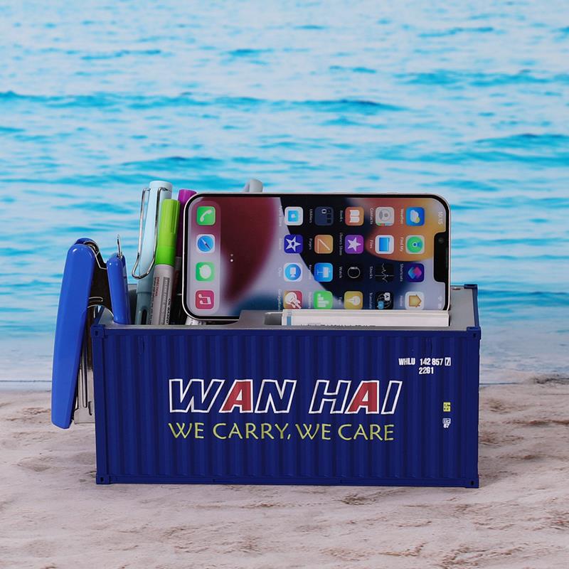 WAN HAI海运1:30物流集装箱模型玩具笔筒名片盒仿真创意礼品摆件图片