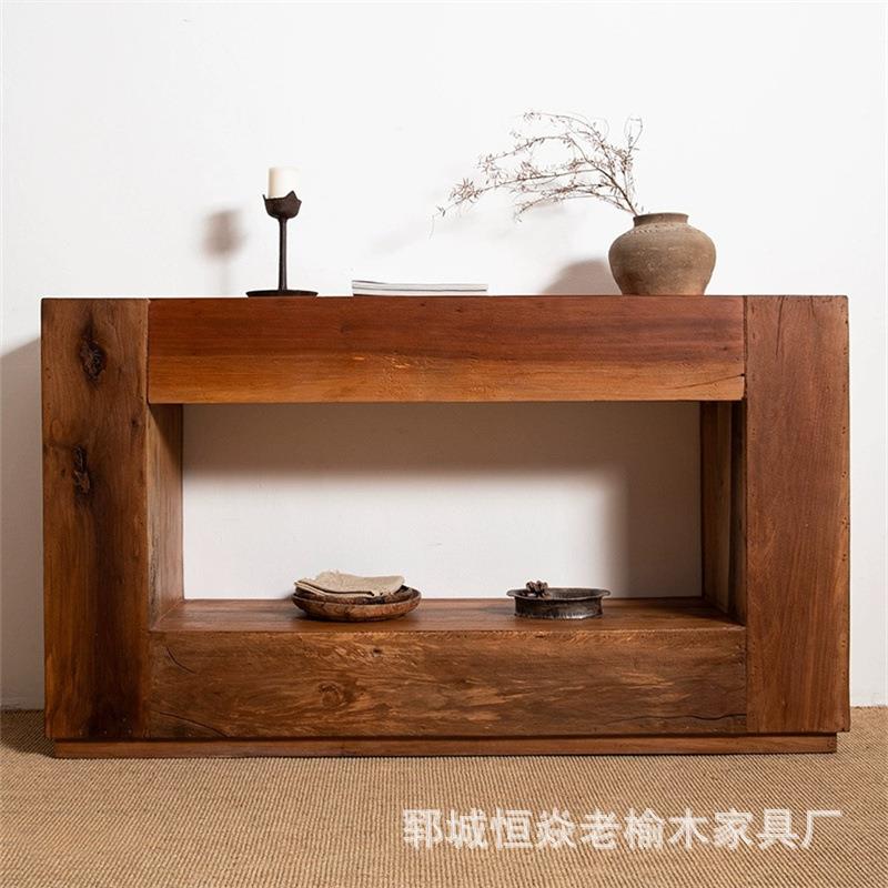 老榆木靠墙储物柜客厅电视柜复古餐边柜门厅斗柜卧室抽屉收纳柜
