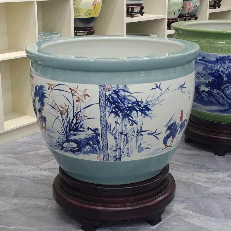 景德镇陶瓷鱼缸大号养金鱼缸乌龟缸睡碗莲荷花风水缸手绘梅兰竹菊