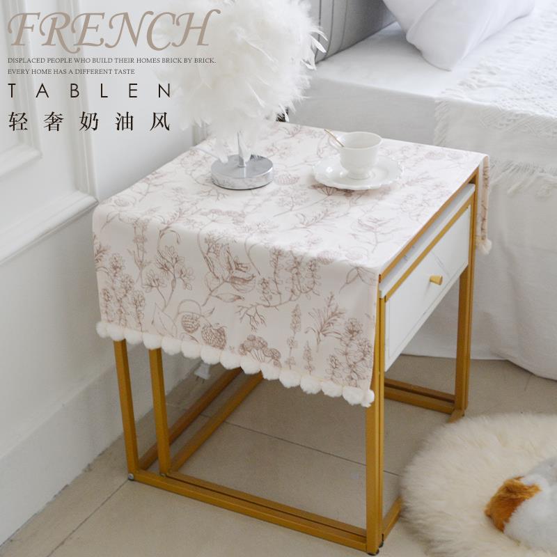 法式床头柜盖布奶油风防水防油全包防尘盖巾遮丑布艺床头柜保护罩