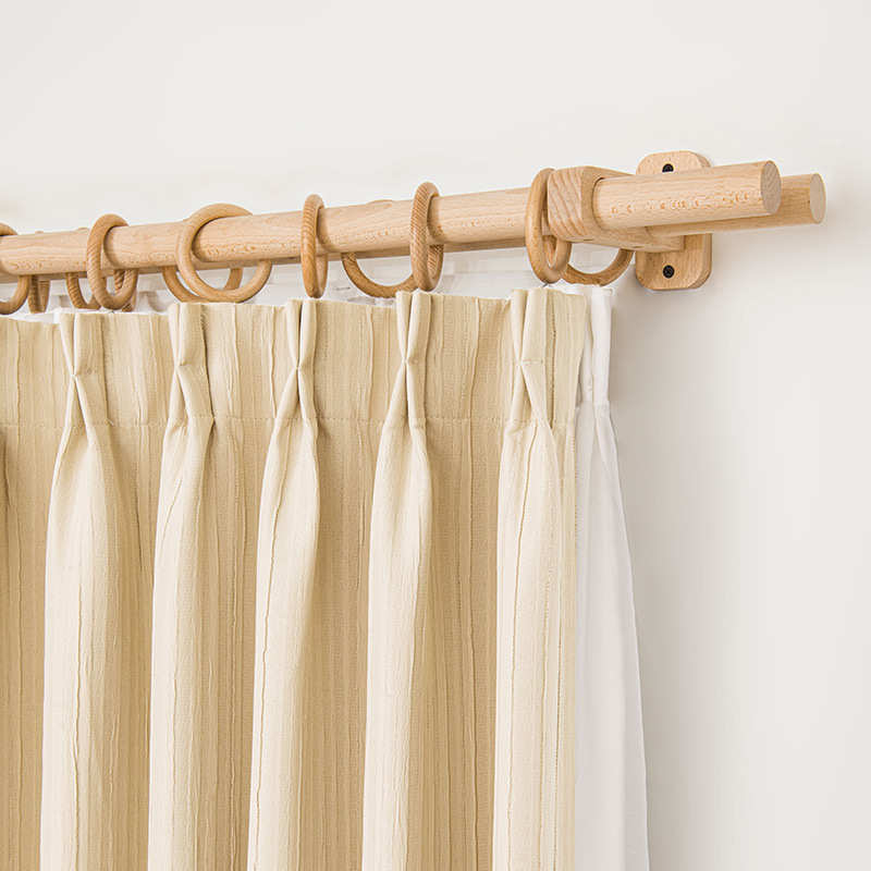 罗马日风打孔支架实木杆双杆侧客厅卧室北欧窗帘单装系木杆杆原木