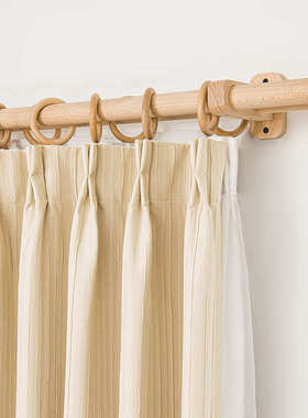 罗马日风打孔支架实木杆双杆侧客厅卧室北欧窗帘单装系木杆杆原木