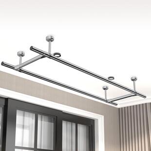 衣杆晒 晾衣架双杆固定式 71TX包安装 304不锈钢32mm晾衣杆阳台顶装