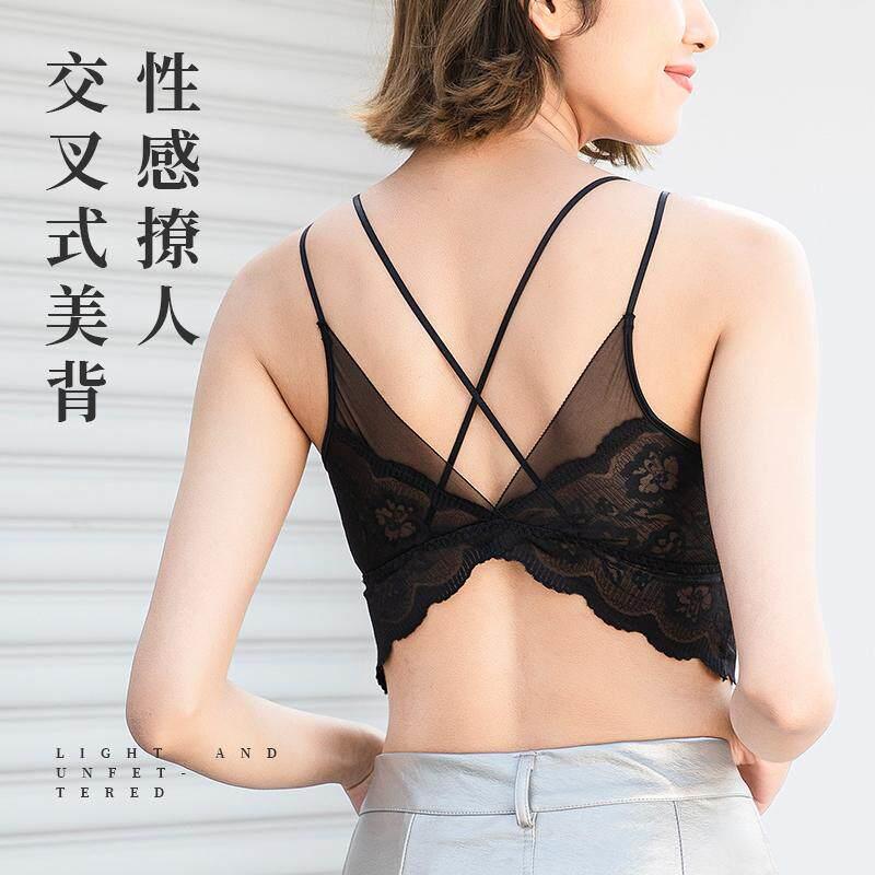 2025春夏季交叉美背蕾丝内衣女吊带内搭防走光可拆卸胸垫抹胸文胸