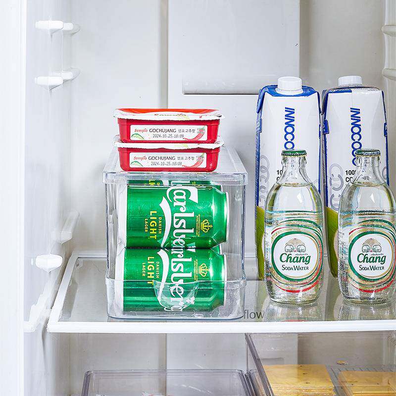 啤酒可乐冰箱收纳盒透明易拉罐饮料自动补位收纳架厨房整理置物架