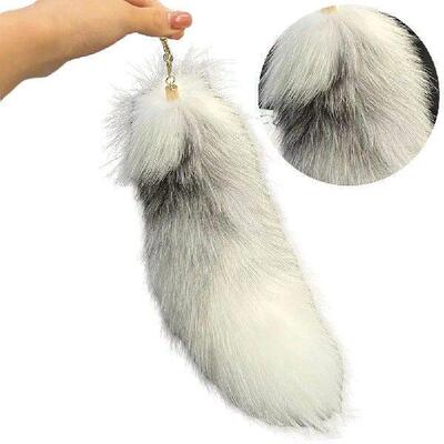 Huge Fluffy Faux Fur Fox Tail Keychain Therian Tail Fox