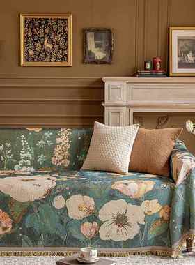 美式复dw111古油画风线编优复古可机洗一雅片式轻松织棉铺设沙发