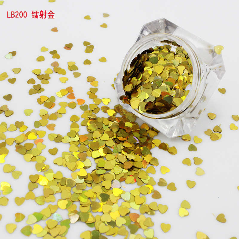 丽彩多美甲亮片爱心形金葱片指甲饰品DIY心形镭射金葱粉珠光系列