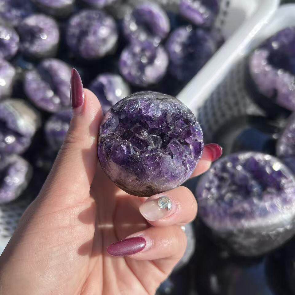天然紫晶洞原紫水晶簇玛瑙开口笑石手工00145485打磨居家装工艺饰