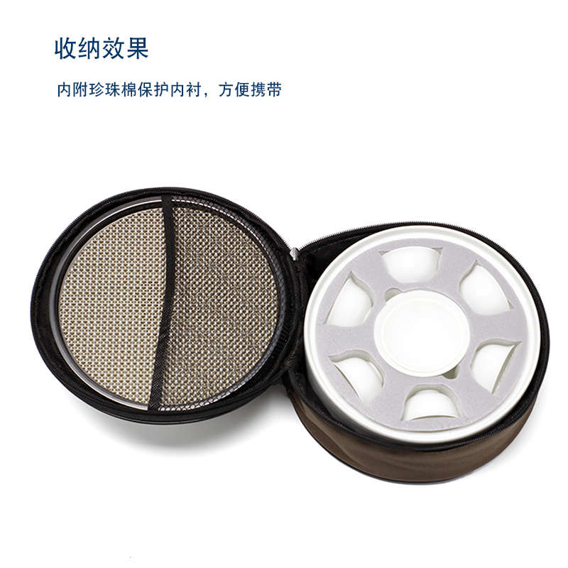 纯白陶瓷茶盘旅行茶具小茶杯三才盖碗蓄水茶盘干泡台户外便携茶船