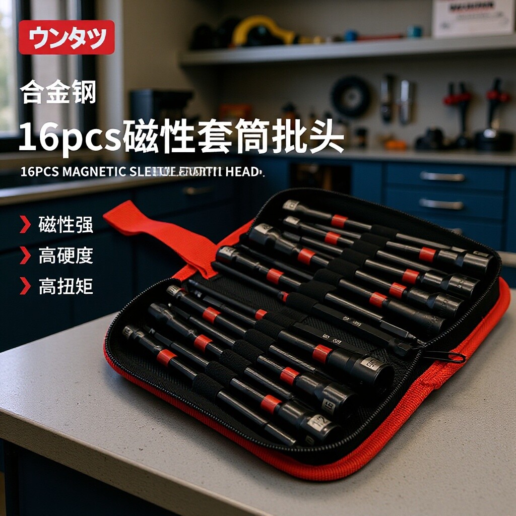 厂家批发16pcs磁性套筒批头6.3*150mm电动工具批头修理包套装