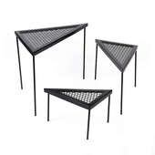 户外露营三角网桌焚火铁架围炉桌野营烧烤架三件套置物架沥水茶几