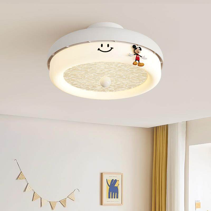 无叶风扇灯云朵隐形吊扇灯奶油风卧室吸顶灯2025新款儿童房间灯具