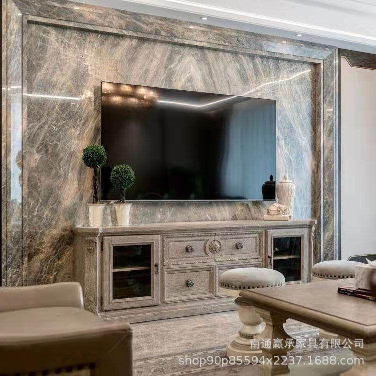美式乡村电视柜art建筑复兴实木家具复古展示柜法式组合视听柜