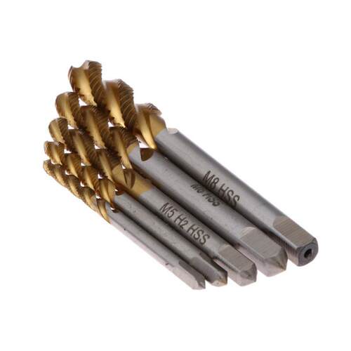 跨境5PC镀钛螺旋机用丝锥丝攻5件套打螺丝孔手动攻丝挤压丝锥钻孔