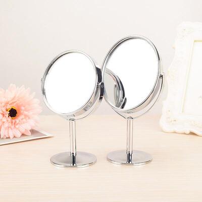 Desktop Metal Cosmetic Mirror Double-Sided Vanity Mirror 360