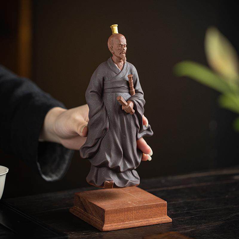 中式历史人物紫砂摆件诗魂屈原家居客厅博古架装饰品端午节小礼品