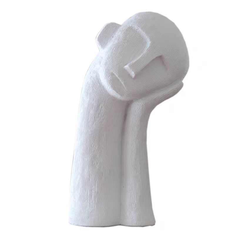 北欧侘寂风艺术托腮雕像人物树脂样板房装饰 桌面摆件批发