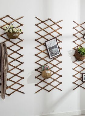 花架爬藤架铁艺户外防腐木栅栏伸缩实木篱笆围栏护栏墙面装饰网格