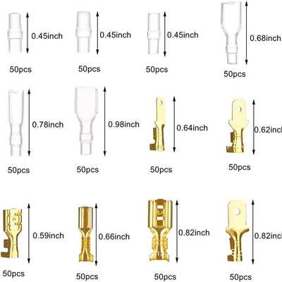 批发 600pcs盒装插簧插片端子 铜镀锡裸端子插簧金色