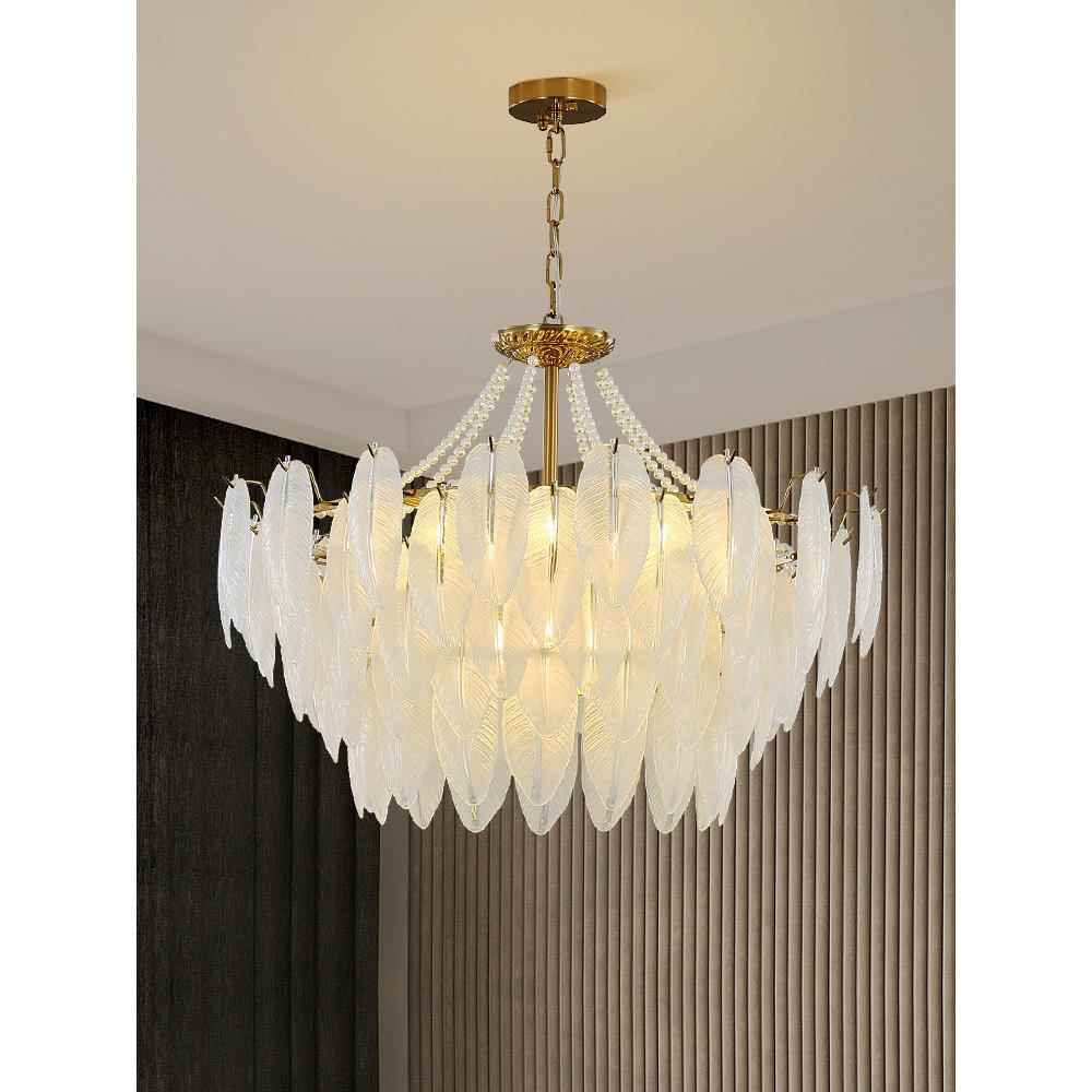 法式轻奢羽毛大厅吊灯现代简约浪漫卧室客厅灯具创意装饰水晶灯饰