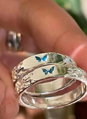蝴蝶情侣戒指新款爆款轻奢高级感男女款手饰设计小众独特对戒一对