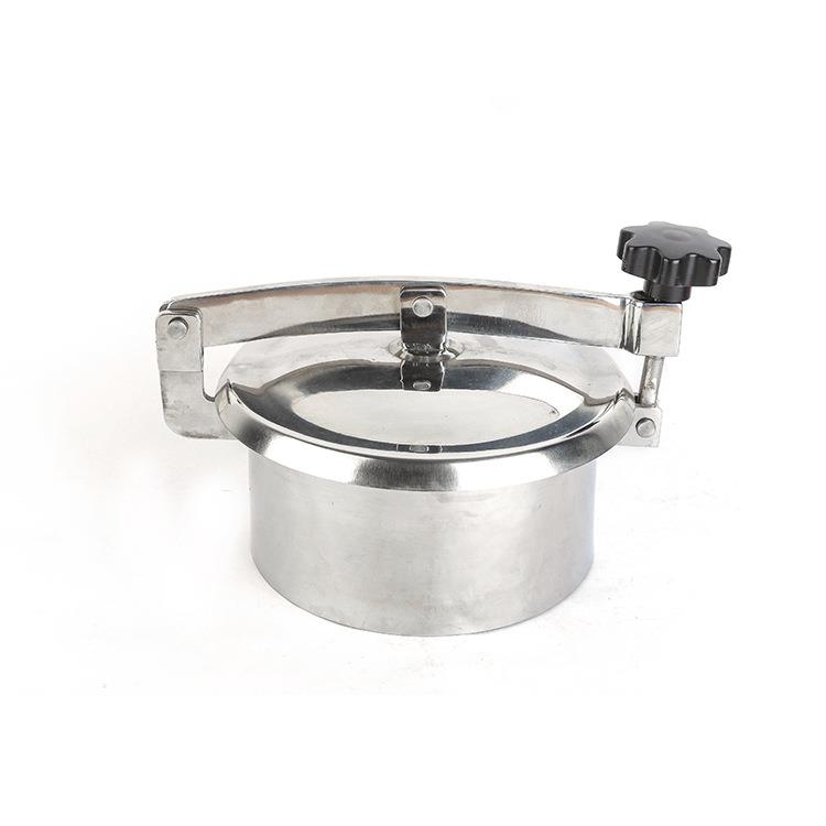 304不锈钢常压人孔盖卫生级快开人孔门酒罐上焊接圆形翻边手孔YAB