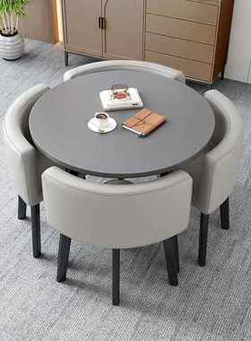 闲简约洽谈桌室椅组合商用店铺接待桌椅会ZG-71757客待小圆桌办公