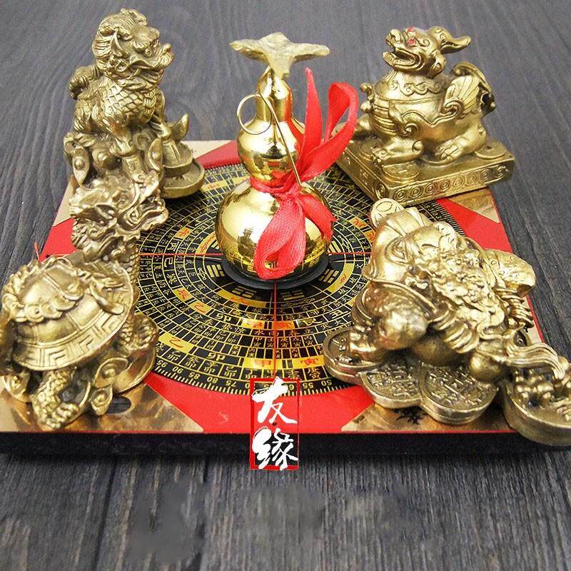 铜制风水桌面摆件 四灵兽葫芦阵家居开业祝福创意摆饰 新古典艺术