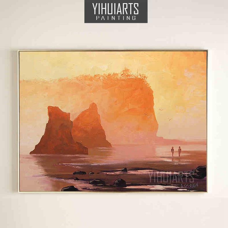 现代简约玄关装饰画油画风景手绘客厅有框画现代走廊卧室餐厅挂画