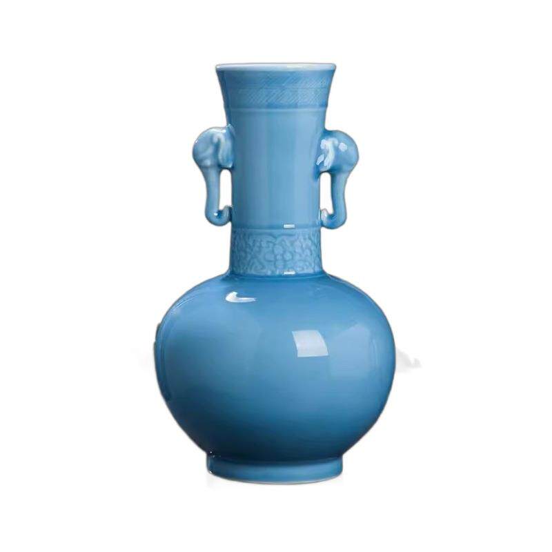 景德镇仿古陶瓷花瓶影青雕刻工艺花瓶中式家居玄关电视柜年货摆件