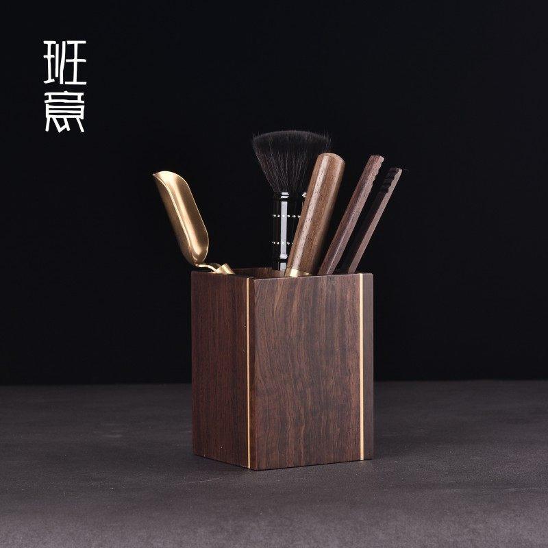 板一乌木六君子组合套铜边创意设计实木茶具配件茶艺茶道