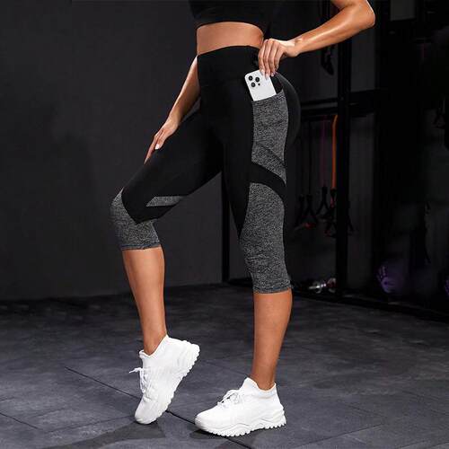 Yoga pants spliced high waisted running pants for women,