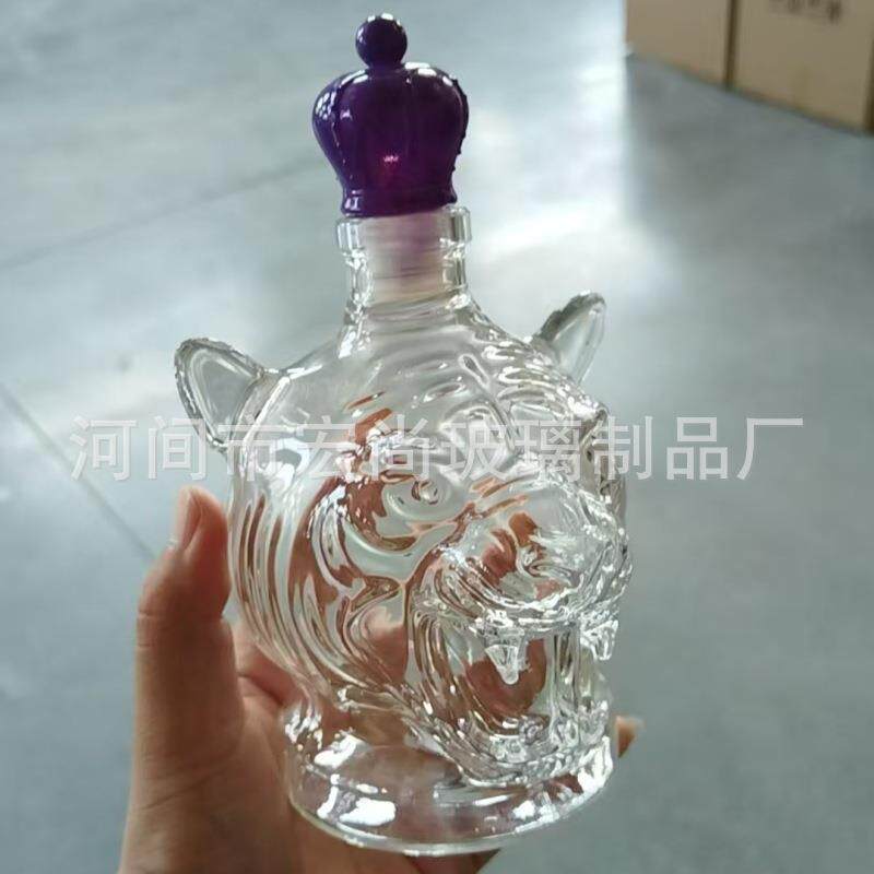 跨境狮子头玻璃酒瓶创意酒瓶有趣的威士忌酒瓶异形酒瓶泡酒瓶加工