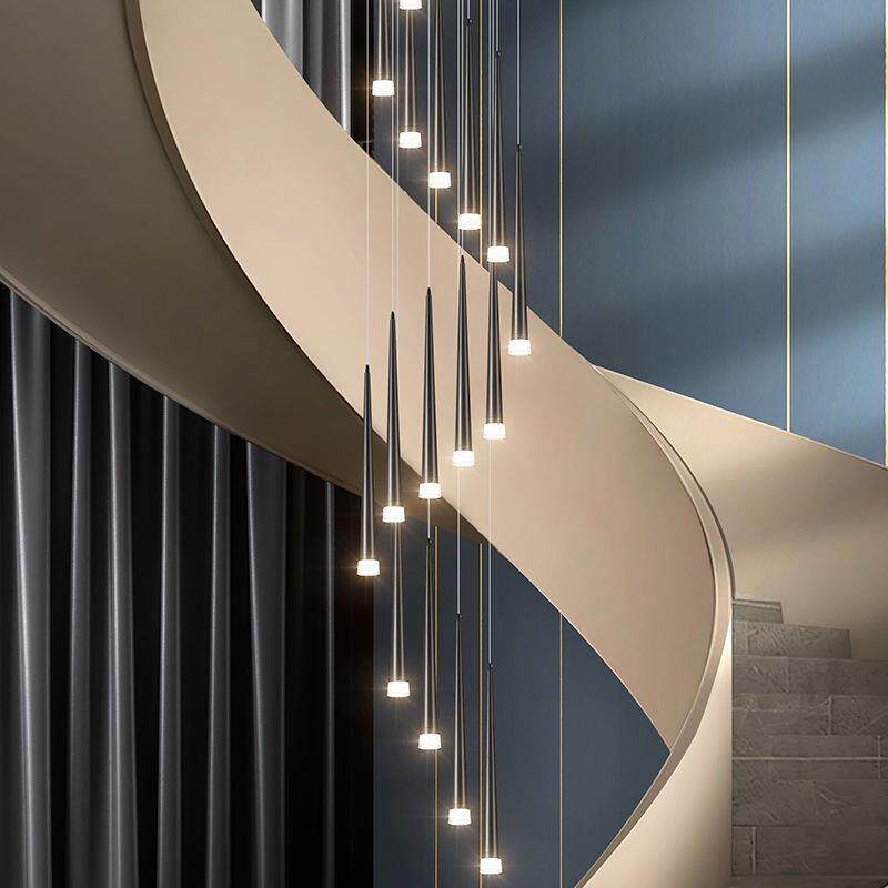 自由亮楼中楼梯间长吊灯别墅复式楼大loft公寓客厅创意挑空中空灯
