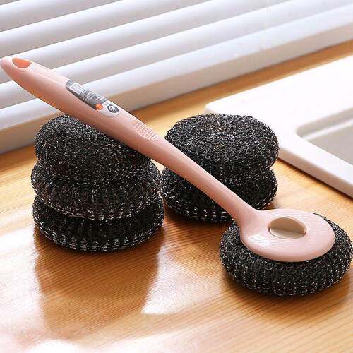 Long-Handled Pot Scrubber and Dish Cleaning Brush for Home U