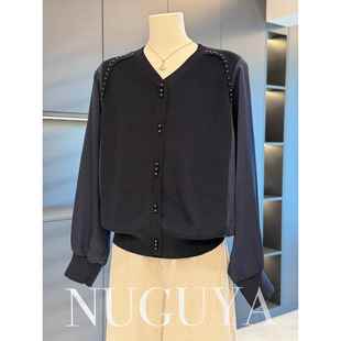 时尚洋气雪纺拼接针织衫女妈妈装秋装新款上衣气质百搭中老年打底