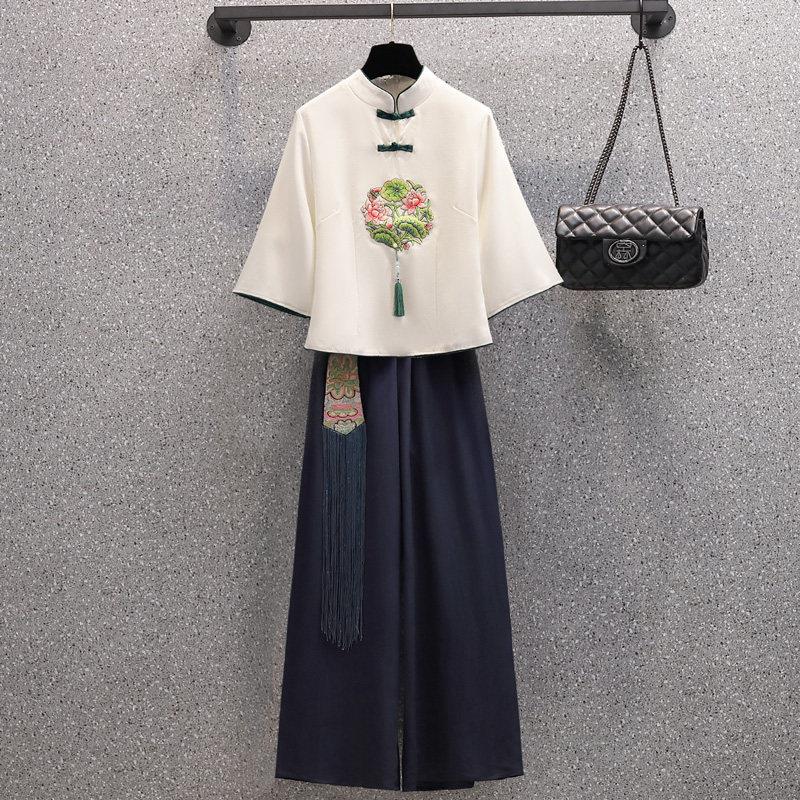 唐装女装日常汉服旗袍民国风茶服套装中医馆茶楼女技师采耳工作服