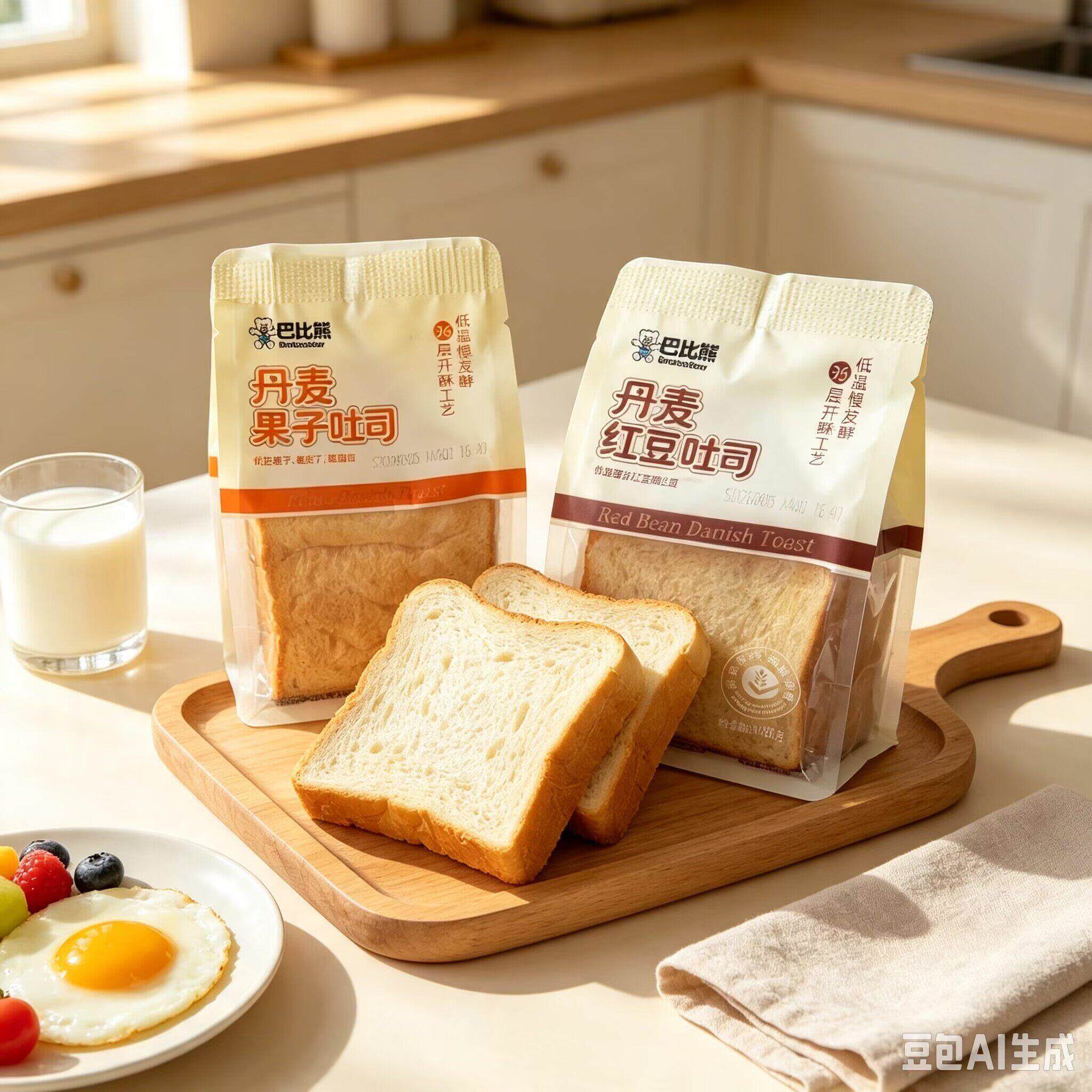 新日期巴比熊丹麦红豆果子吐司面包袋装82克早餐代餐点心小吃零食
