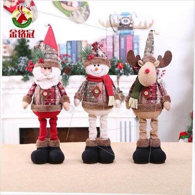Christmas snowflake gingham retractable doll decoration