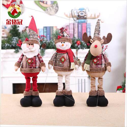 Christmas snowflake gingham retractable doll decoration