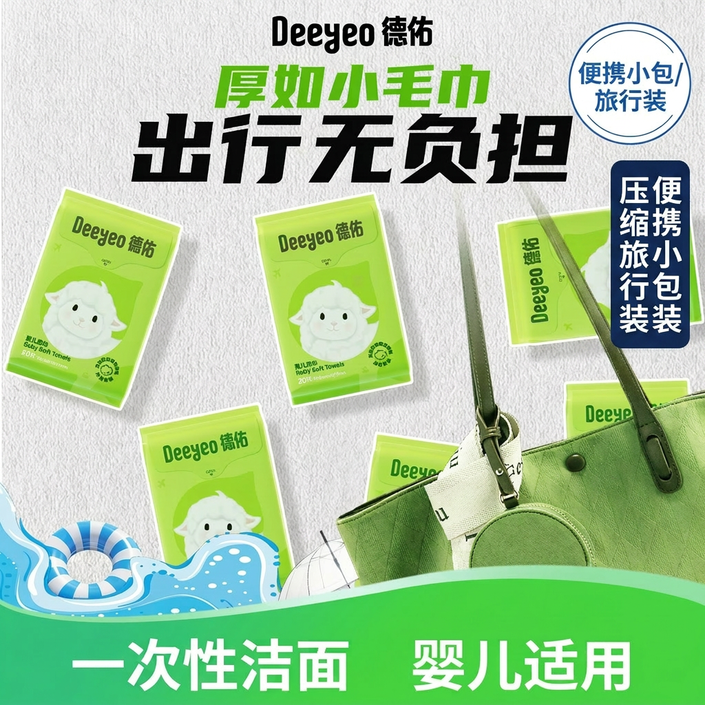 德佑婴儿棉柔巾一次性洗脸巾便携小包旅行装压缩洁面擦脸巾洗面巾